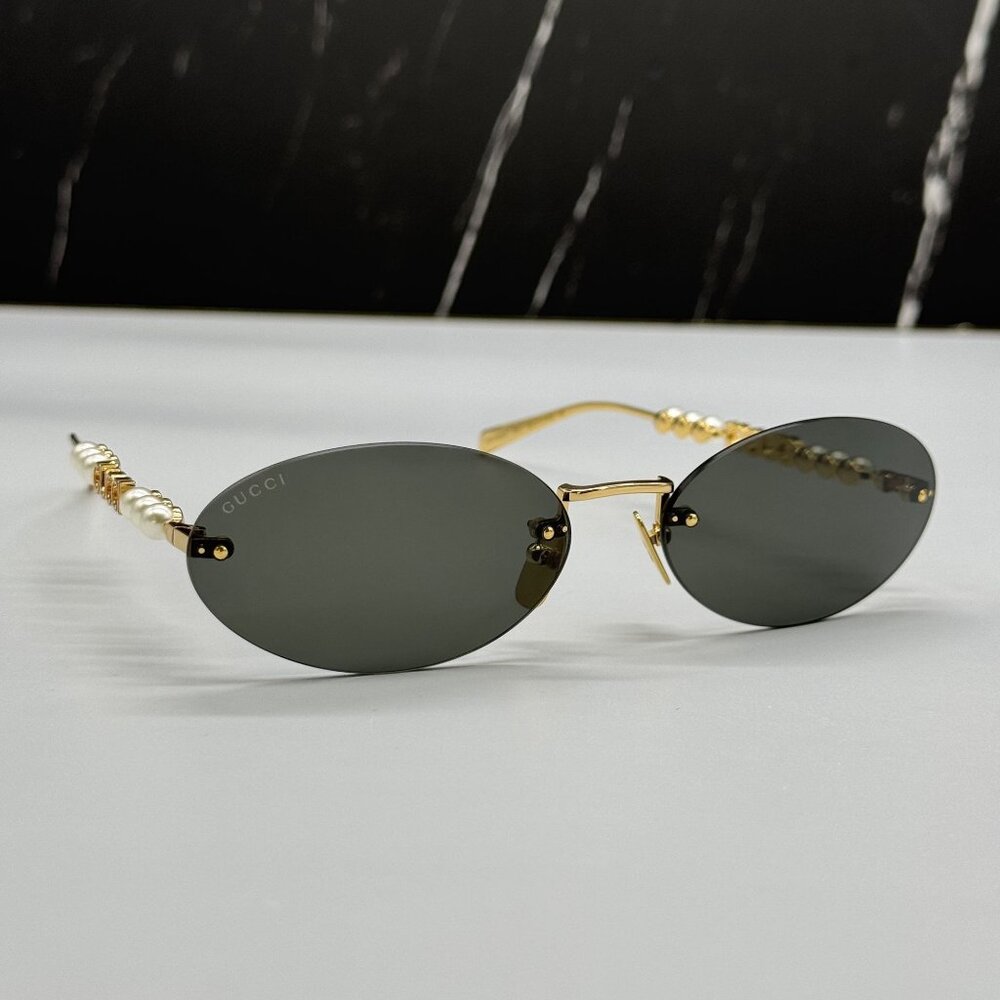 NEW GUCCI SUNGLASSES GOLD WOMEN OVAL EYEWEAR GUCCI GG1922S 001 - Picture 5 of 13